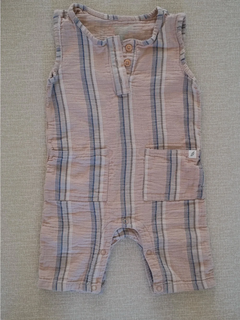 Easy Peasy Striped Pink Toddler Romper with Pockets